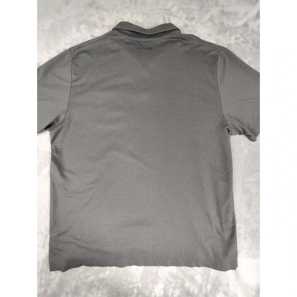 Travis Mathew Men's XXL Gray Striped Short Sleeve Polo Shirt Pima‎ Cotton Blend